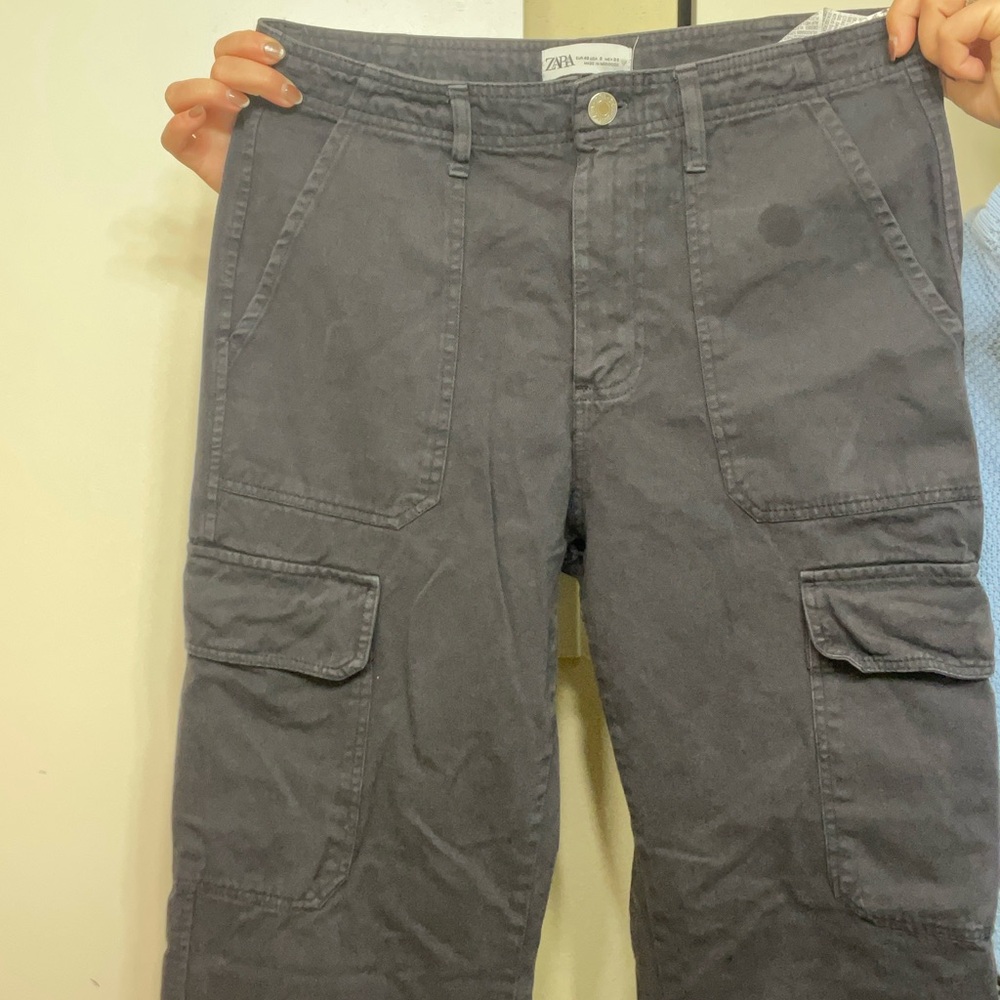 Zara Womens Charcoal Cargo Pants